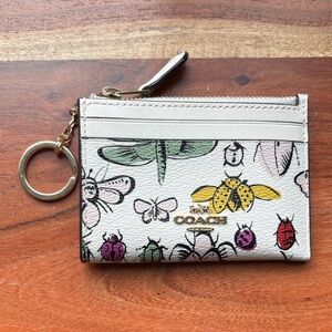 Coach White Card Holder with Insect Design